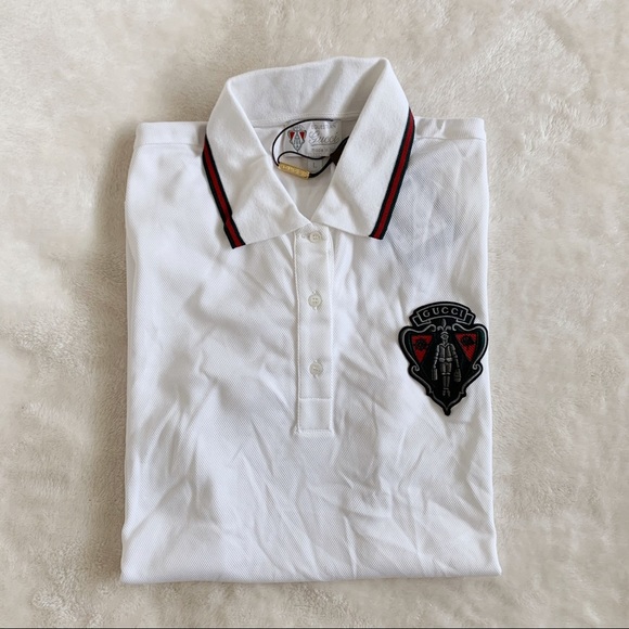 NWT Authentic Gucci Equastrain Crest Polo Shirt​ White - Picture 2 of 8